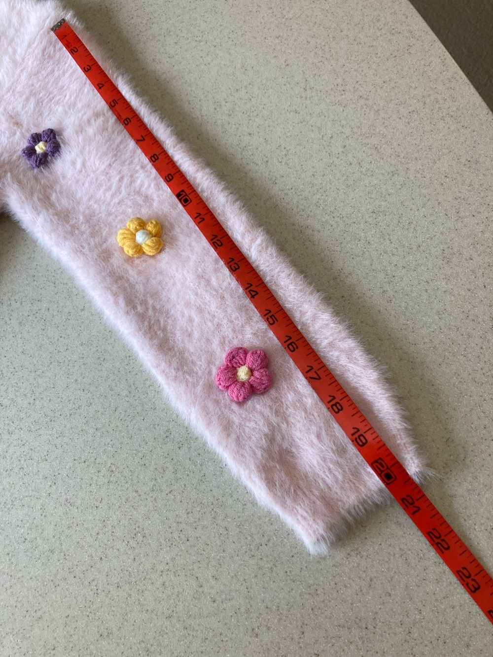 NWOT Lola + The Boys Pink Fuzzy Cardigan Multi 3D Crochet Flowers Girls Size 12 - Picture 9 of 9